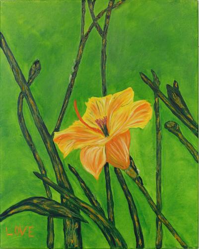 Yellow-Orange Flower on Green