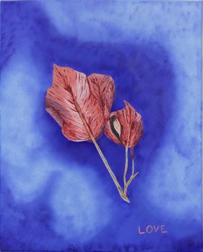 Red Leaf on Blue