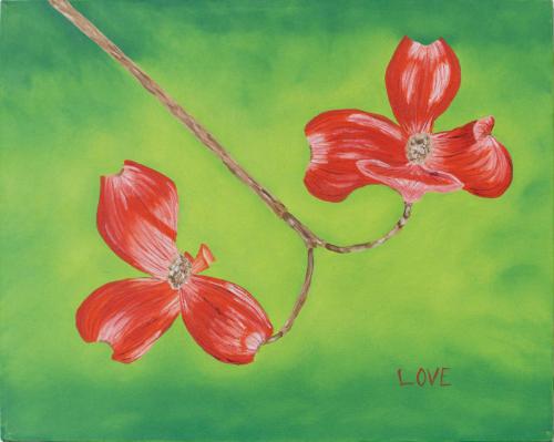 Red Flowers on Green