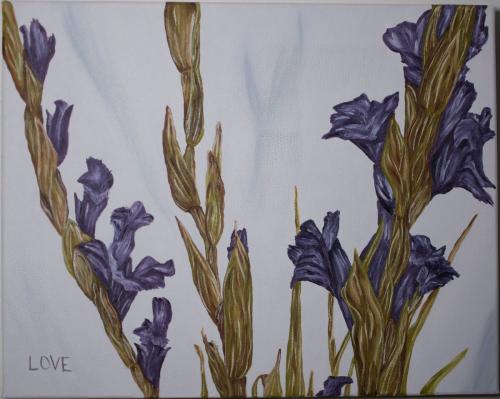 Purple Flowers on White