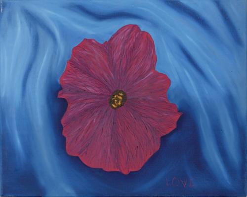 Blue Swirl Pink Flower